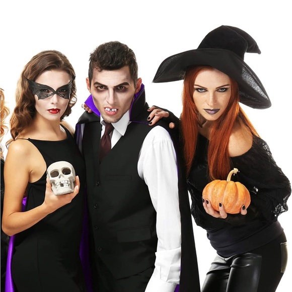 Vampire Cape 55In Costume Adult Collar Halloween Raven Cosplay, Dracula Purple - Picture 6 of 10